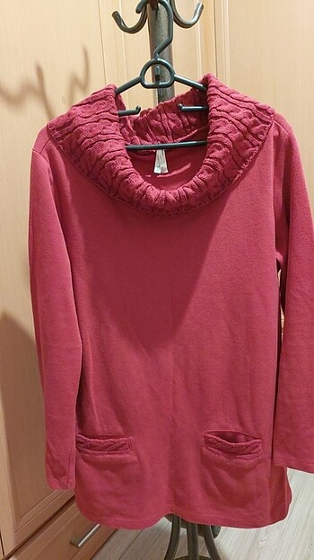 xxl Beden bordo Renk Degaje yaka tunik