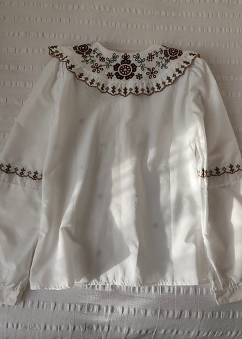 Zara Nakışlı Bohem Beyaz Kadın Gömlek