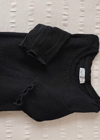 xl Beden Uzun Kollu Siyah Kadın Crop bluz XL