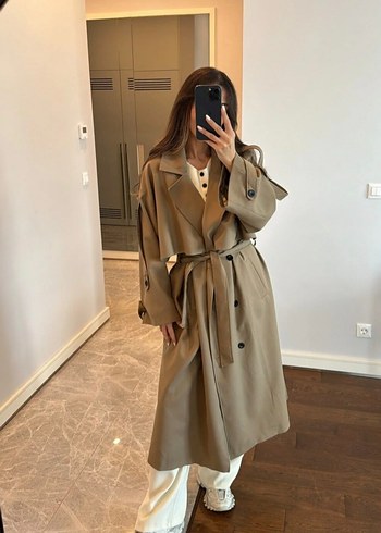 Perry Vizon Düğme Detaylı Oversize Kadın Trençkot