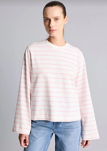 Defacto Cizgili Rahat Bisiklet Yaka Sweatshirt