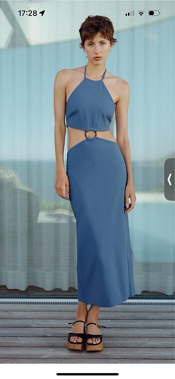 Zara Zara cut out mavi elbise
