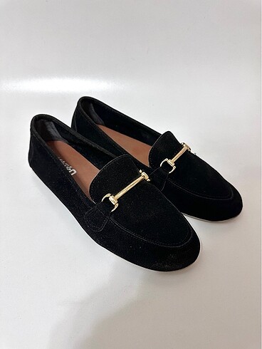 37 Beden Koton Siyah Babet/Loafer
