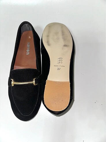 37 Beden siyah Renk Koton Siyah Babet/Loafer