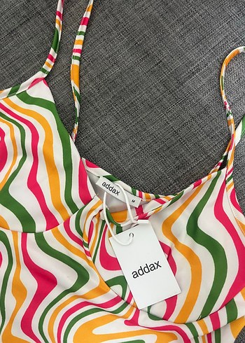 Renkli Retro Mini Bağcıklı Crop Top - Görsel 2