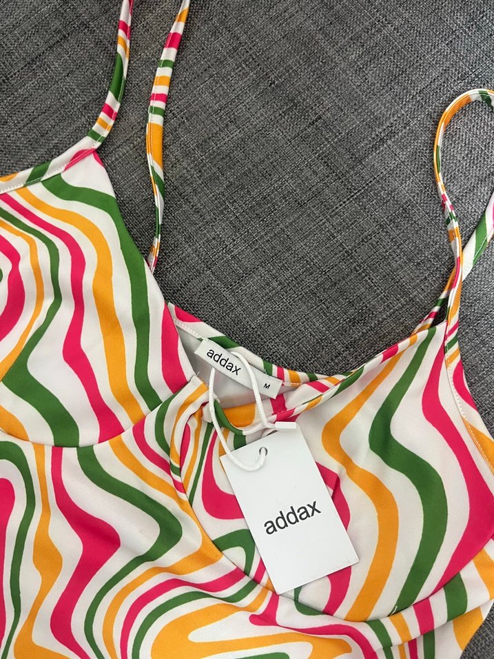 Renkli Retro Mini Bağcıklı Crop Top - Görsel 2