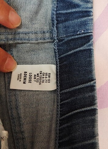 7 Yaş Beden mavi Renk Kot pantalon beli lastikli 