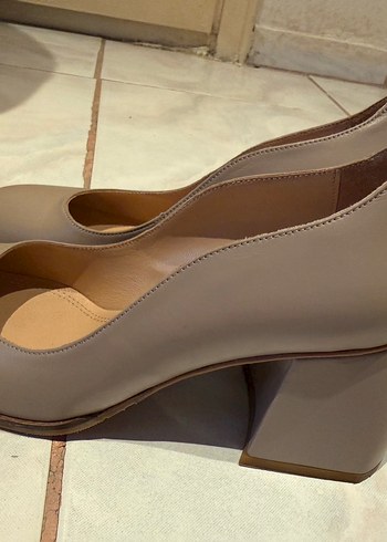 Bej Kadın Kalın Topuklu - Görsel 2