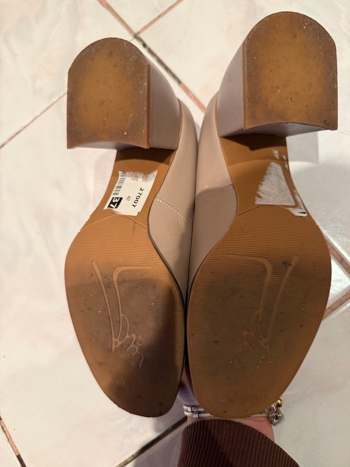 Bej Kadın Kalın Topuklu - Görsel 4