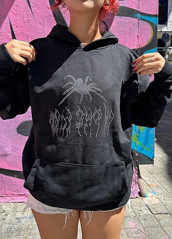 Killstar Gothic spider taşlı sweat