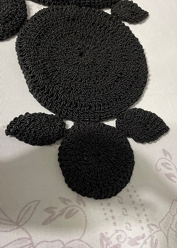 Bohem Siyah Örgü Dekoratif Tabak Altlığı - Görsel 8