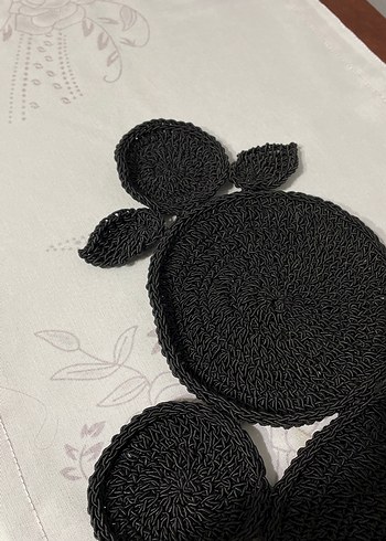 Bohem Siyah Örgü Dekoratif Tabak Altlığı - Görsel 6