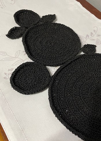 Bohem Siyah Örgü Dekoratif Tabak Altlığı - Görsel 5