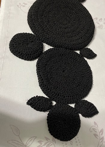 Bohem Siyah Örgü Dekoratif Tabak Altlığı - Görsel 10