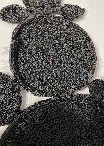 Bohem Siyah Örgü Dekoratif Tabak Altlığı - Görsel 2