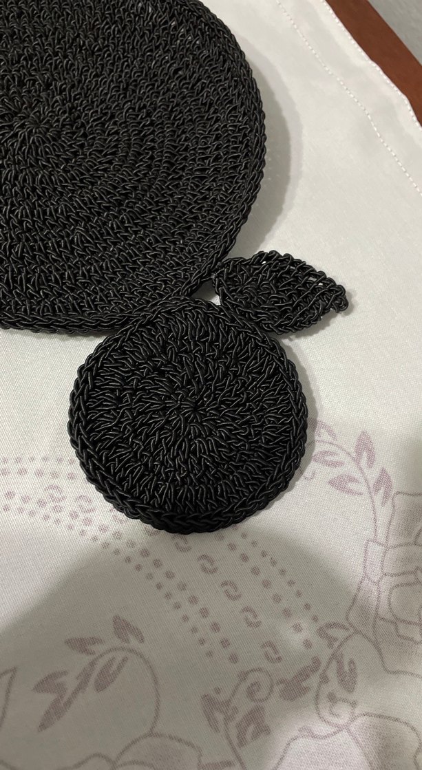 Bohem Siyah Örgü Dekoratif Tabak Altlığı - Görsel 3