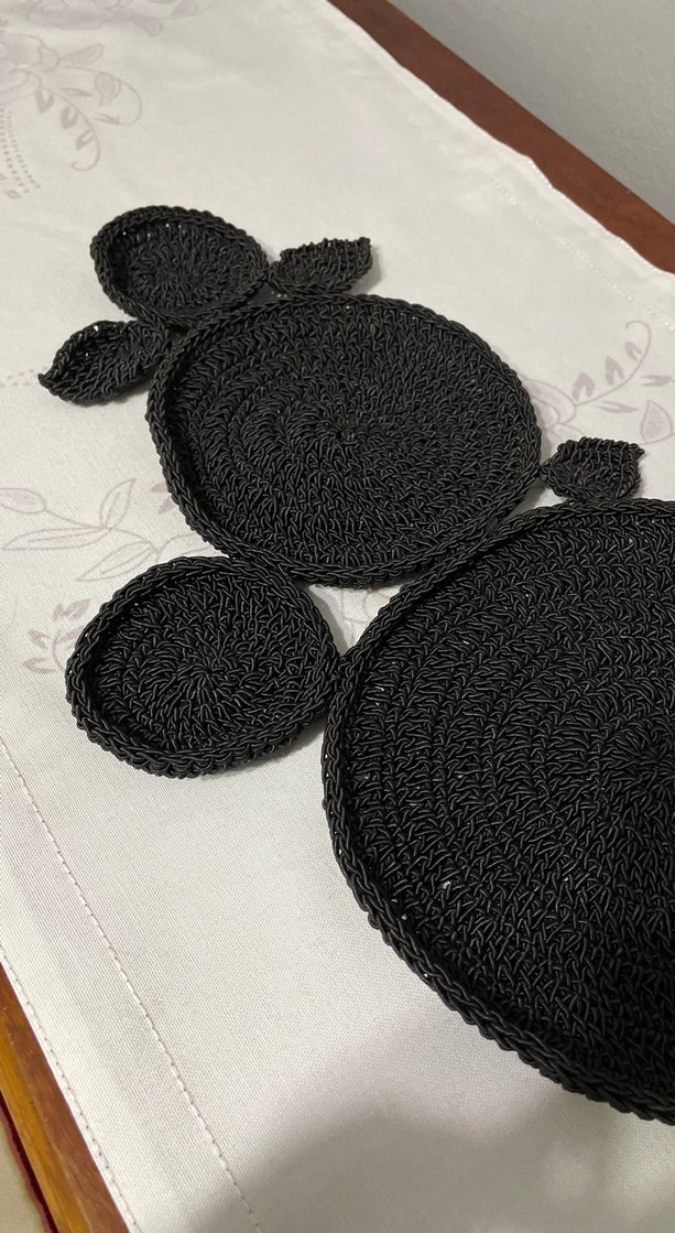 Bohem Siyah Örgü Dekoratif Tabak Altlığı - Görsel 5