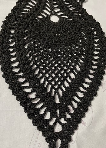 Siyah Gotik El Yapımı Dantel Masa Örtüsü - Görsel 2