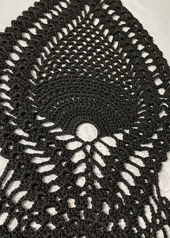 Siyah Gotik El Yapımı Dantel Masa Örtüsü - Görsel 4