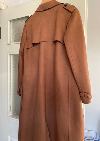 Taba Süet Uzun Kesim Kadın Trençkot - Görsel 14