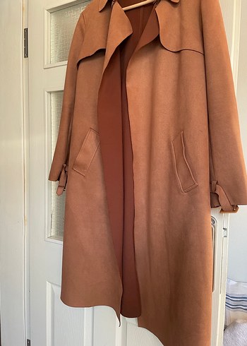 Taba Süet Uzun Kesim Kadın Trençkot - Görsel 2