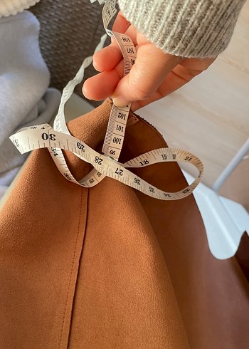 Taba Süet Uzun Kesim Kadın Trençkot - Görsel 16