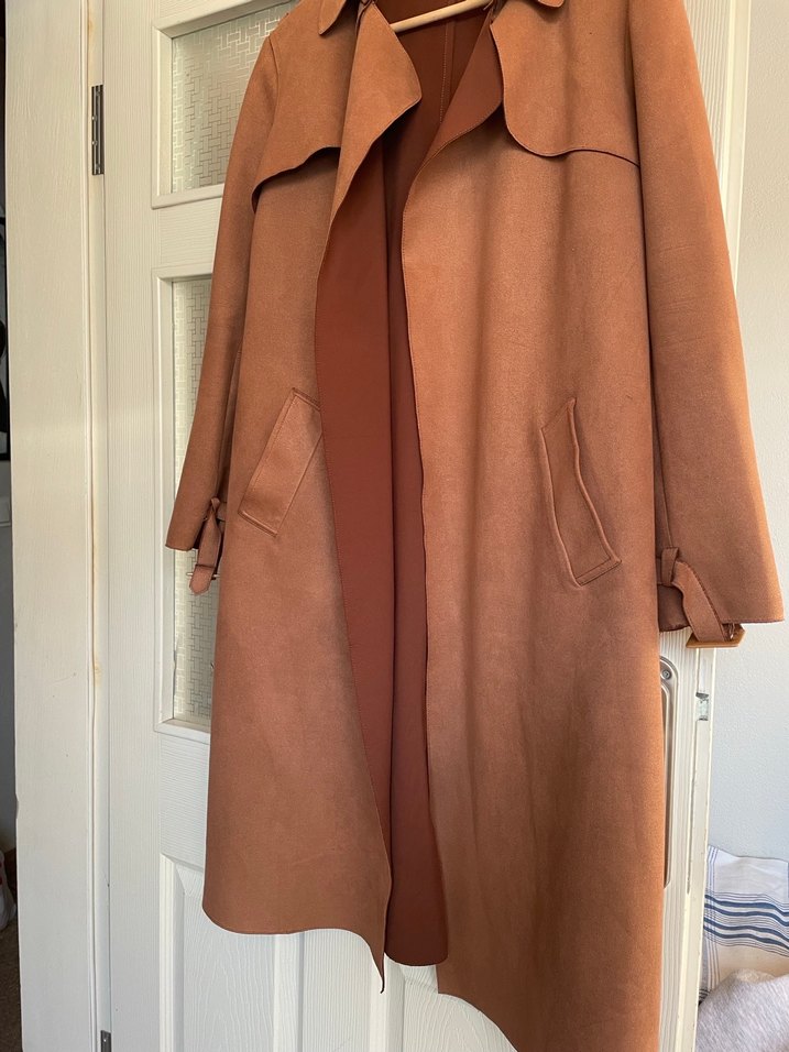 Taba Süet Uzun Kesim Kadın Trençkot - Görsel 2