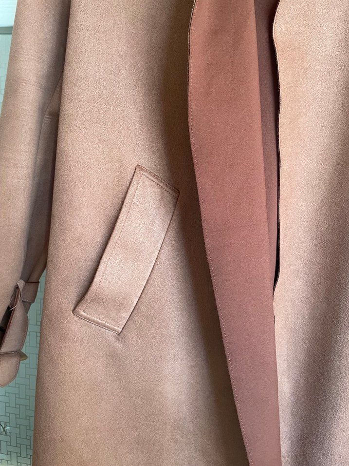 Taba Süet Uzun Kesim Kadın Trençkot - Görsel 4