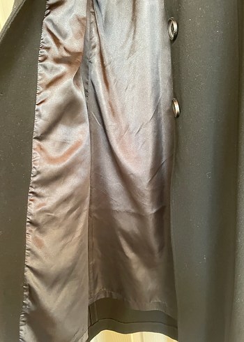 Düğmeli Siyah Uzun Kadın Kaban - Görsel 7