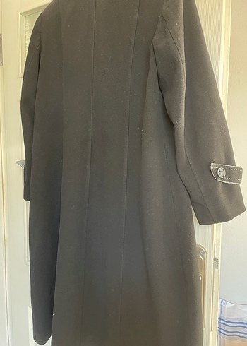 Düğmeli Siyah Uzun Kadın Kaban - Görsel 10