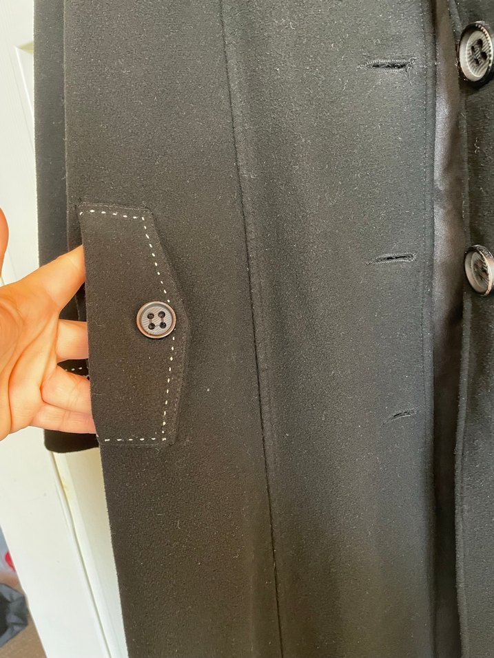 Düğmeli Siyah Uzun Kadın Kaban - Görsel 3