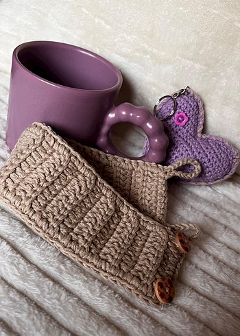 Mor Örgü Kalp Anahtarlık - Görsel 4