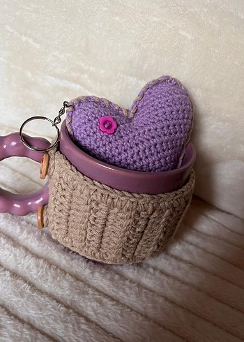 Mor Örgü Kalp Anahtarlık - Görsel 6