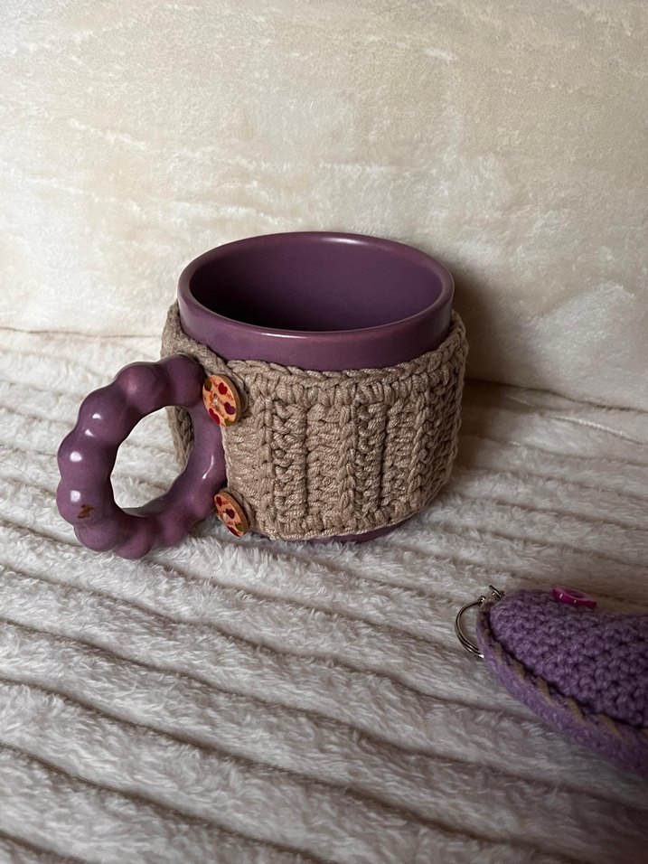 Mor Örgü Kalp Anahtarlık - Görsel 2