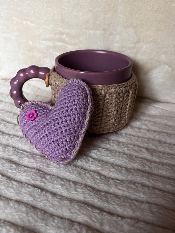 Mor Örgü Kalp Anahtarlık - Görsel 3