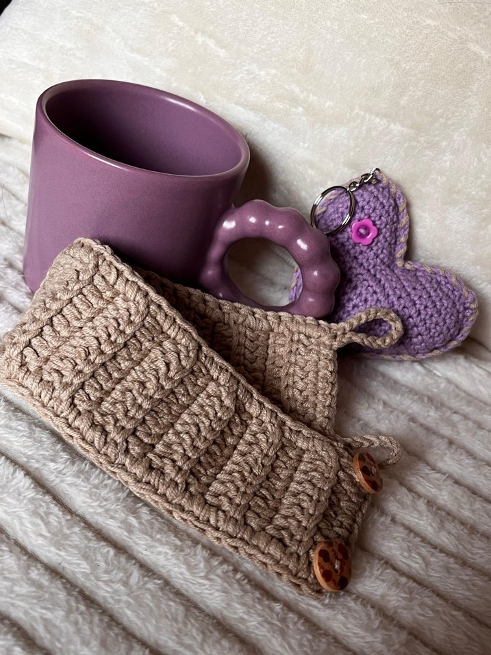 Mor Örgü Kalp Anahtarlık - Görsel 4