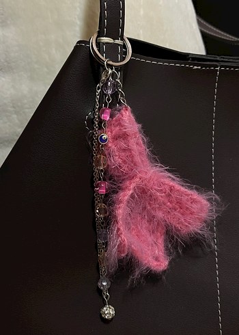Pembe Püsküllü Kadın Anahtarlık - Görsel 3