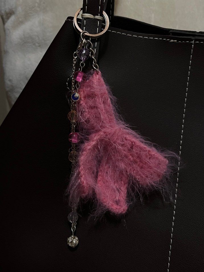 Pembe Püsküllü Kadın Anahtarlık - Görsel 5