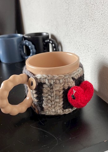 Gri Örgü Kılıflı Kupa Bardak - Görsel 4