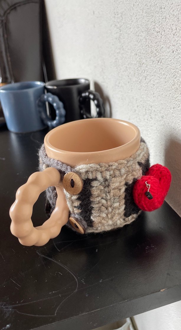 Gri Örgü Kılıflı Kupa Bardak - Görsel 2