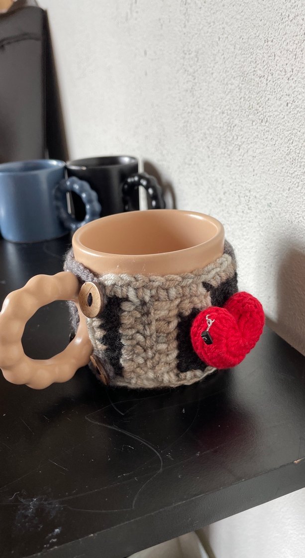 Gri Örgü Kılıflı Kupa Bardak - Görsel 4