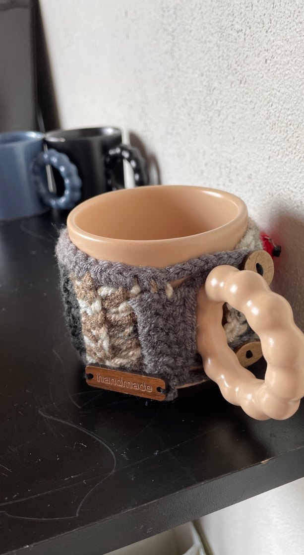 Gri Örgü Kılıflı Kupa Bardak - Görsel 3