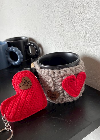 El Örgüsü Kupa Kılıfı ve Kalp Süslemeli - Görsel 7