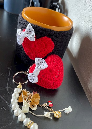 El Yapımı Bohem Kupa Kılıfı ve Anahtarlık - Görsel 5