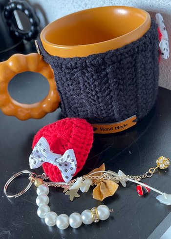 El Yapımı Bohem Kupa Kılıfı ve Anahtarlık - Görsel 3