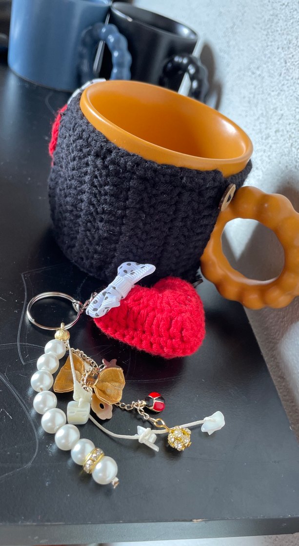 El Yapımı Bohem Kupa Kılıfı ve Anahtarlık - Görsel 4