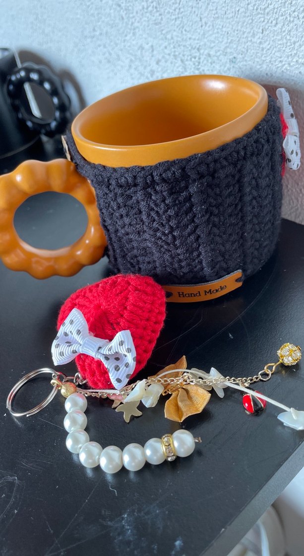 El Yapımı Bohem Kupa Kılıfı ve Anahtarlık - Görsel 3