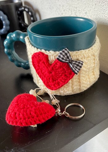 Kalpli Örgü Kılıflı Renkli Seramik Kupa - Görsel 3