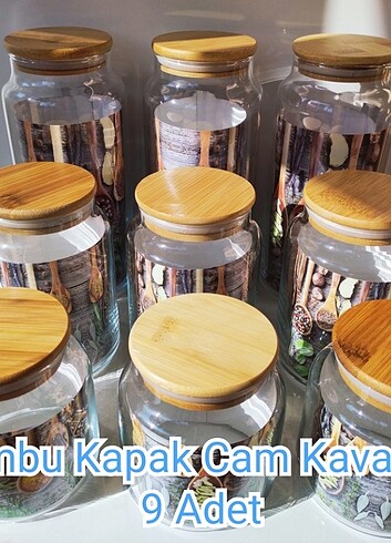 Bambu Kapak Cam Kavanoz Seti 9 Adet 