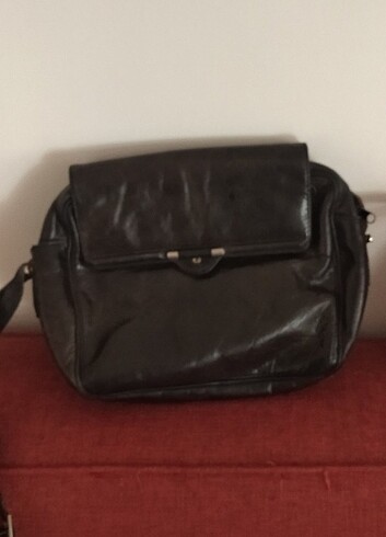 Diğer Siyah deri vintage çanta 